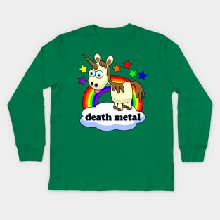 death metal unicorn Kids Long Sleeve T-Shirt